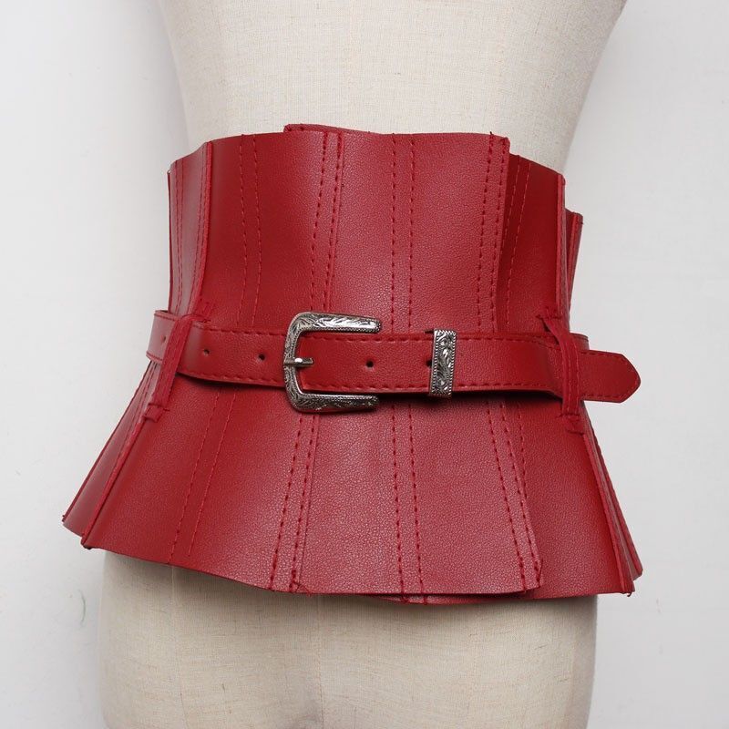 Women Corsets Faux Leather Fashion Lace-Up Buckle Wide Belts Clothes Accessories