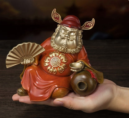 Chinese Solid Brass Zhong Kui Statue Amulet Table Decor Ghost Buste Catcher