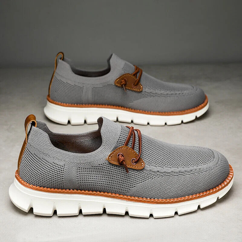 Men Casual Mesh Shoes Loafers Summer Breathable Light Weight Big Foot