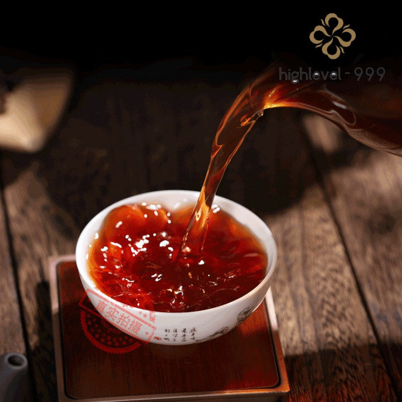 357g Ripe Pu'er Tea Cake Yunnan 2014 Raw Material Ancient Tree Aged Fermented