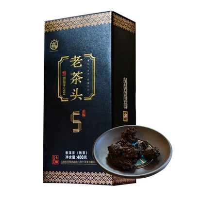 LAO CHA TOU * 2022 Bajiaoting Old Tea Head Five-year-old Puer Ripe Tea 400g Box
