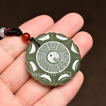 New Nephrite Jade Ba Gua Yin Yang Pendant Unisex Luck Jade Jewelry‌