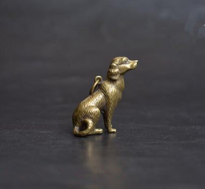 Chinese Old Collectibles pure brass Luck Zodiac dog statue pendant