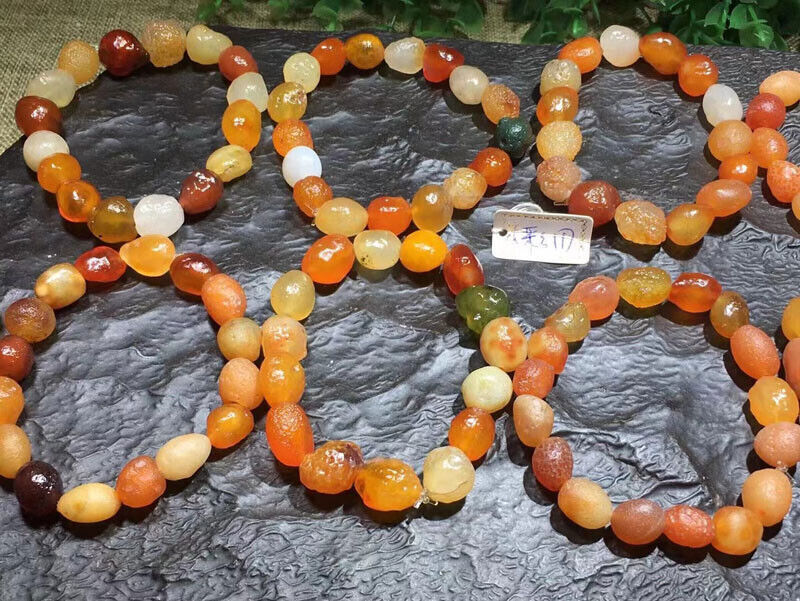 Rare Natural Gobi Desert Alashan Agate stone Prayer Pendant Bracelet