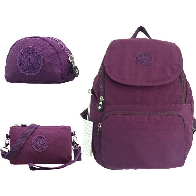 Women Backpack Waterproof Nylon Casual Traveling Bags Nylon 20-35 L Pink/Green