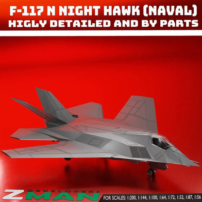 1/144 U.S. Navy-type f117N Nighthawk Stealth Bomber Unpainted Model 3D Printed
