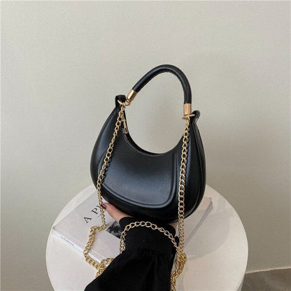 Tote Purse Luxury Handbag Small Pink Black Half Moon Shopping Shell Polyester