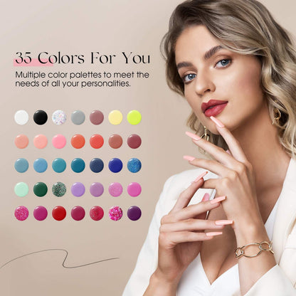 Gel Nail Polish Set with Base & Top Coat - ROSALIND 38PCS