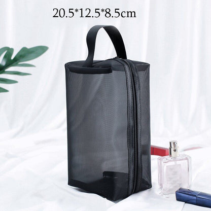 Portable Mesh Transparent Cosmetic Bag Makeup Case Travel Zipper Make Up Pouch