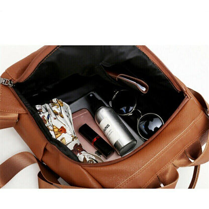 Women's Leather Backpack Large Capacity School Bag Teenager Anti Theft Backpack
