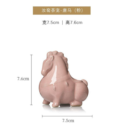 Ceramic Green Horse Tea Pet Figurine Ceramic Tea Ornaments Crafts Decorative