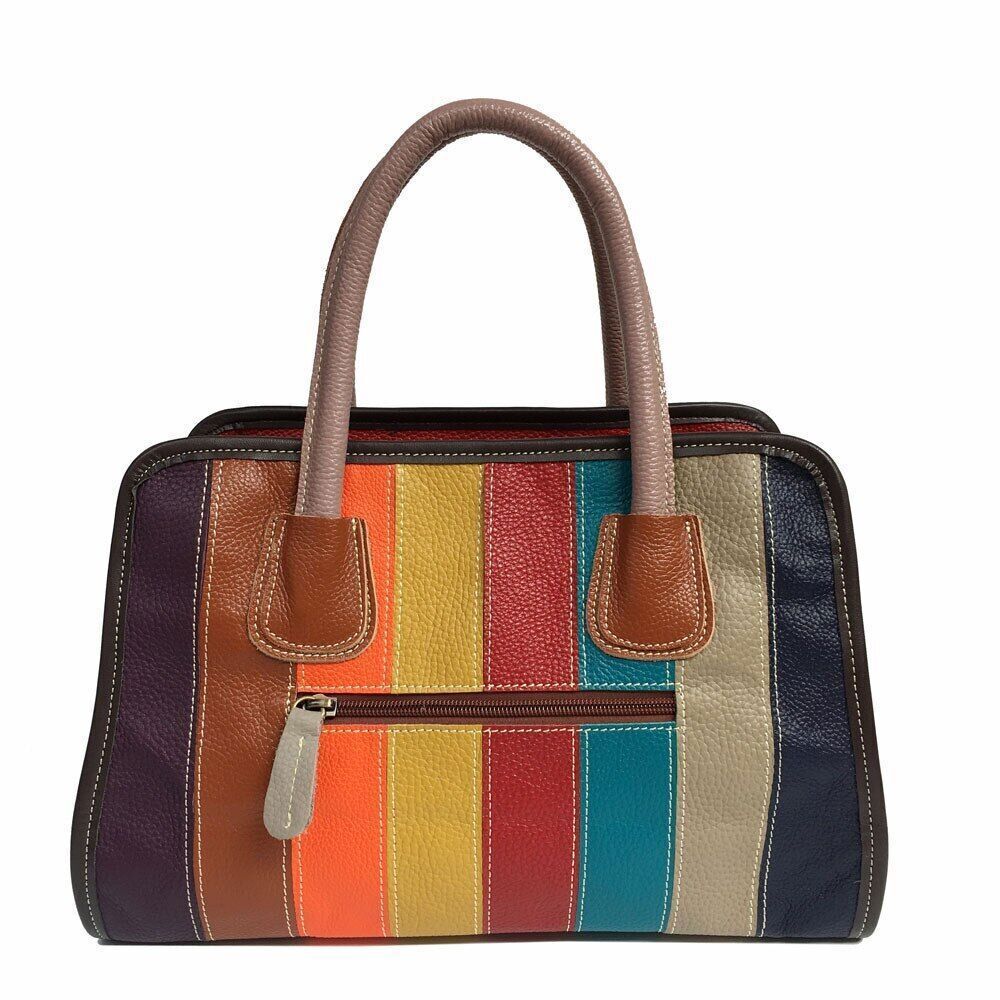 Luxury Tote Bag Patchwork Genuine Leather Women Handbag Retro Shoulder Messenger