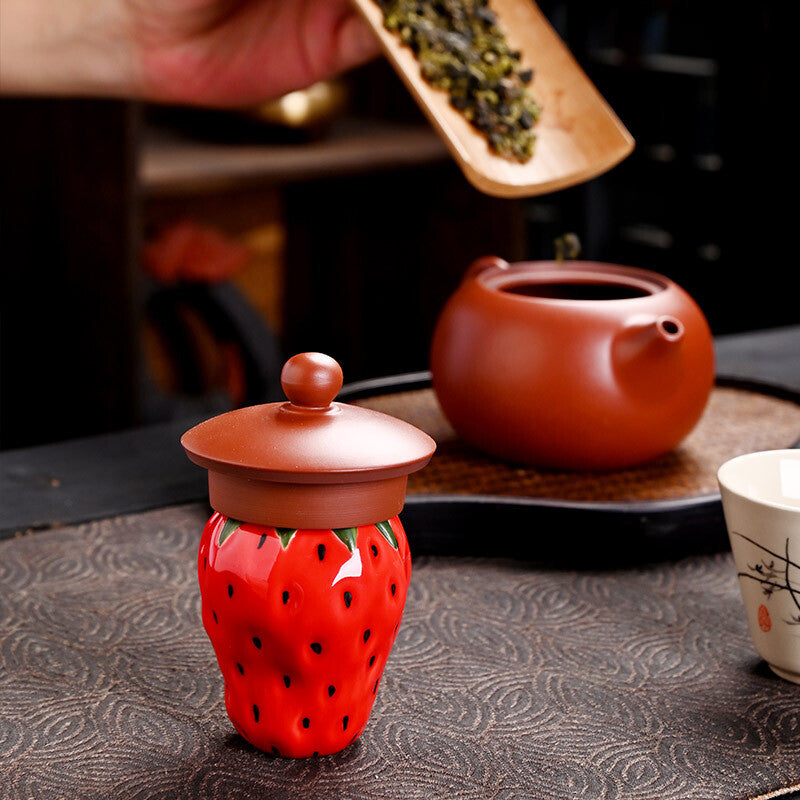 Creative Tea Pet Holder For Lid Of Gaiwan Tea Pot Porcelain Strawberry Design