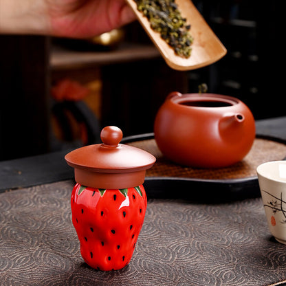 Creative Tea Pet Holder For Lid Of Gaiwan Tea Pot Porcelain Strawberry Design