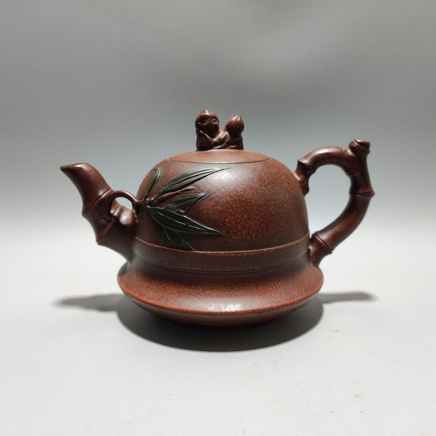 Vintage Chinese Yixing Purple Clay Teapot Zisha Ceremony Ceramic Bamboo Teaware