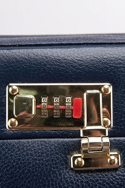 New Leather Travel Briefcase with Combination Lock Office Business Handbag