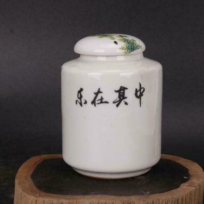 Vintage Antiques Handmake Porcelain Pastel Fish Pattern Tea Leaf Jar Qq32