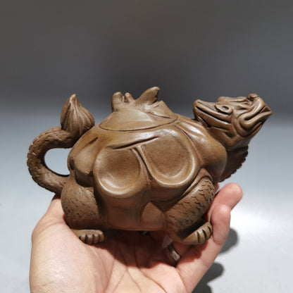 Chinese Yixing Zisha Clay Handmade Exquisite Teapot（龙龟壶 低款：陈鸣远）