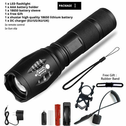 LED Flashlight Ultra Bright Waterproof MINI Torch T6/L2/V6 Zoomable Modes 18650