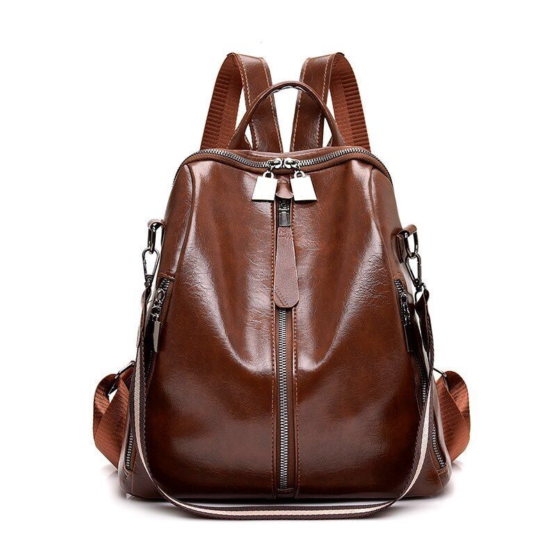 Genuine Leather Vintage Backpack Travel Shoulder Bag School Purse Polyester 1PC