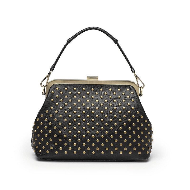 Vintage Rivet Handbag Crossbody Purse Synthetic Leather Shoulder Bag 24*10*18 CM