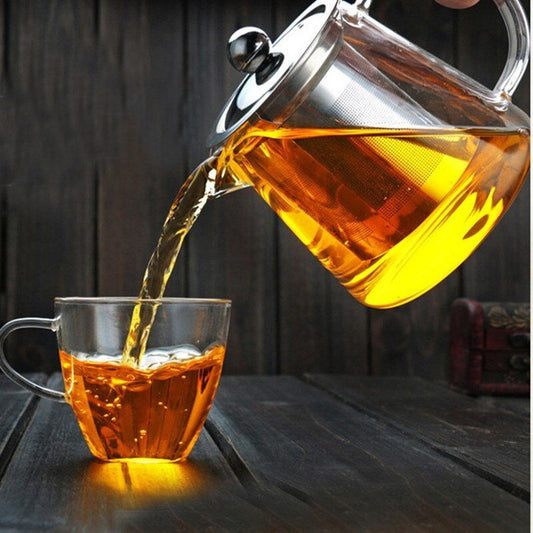 Glass Teapot with Infuser Stainless Steel Kettle Heat Resistant Coffee Tea Pots