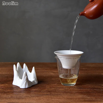 Mountain Peak Jade Porcelain Tea Filter Strainer Creative Teahouse Ceramic