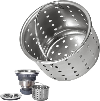 Deep Sink Strainer Basket – Fits Standard 3-1/2" Kitchen Drains – Stainless Stee