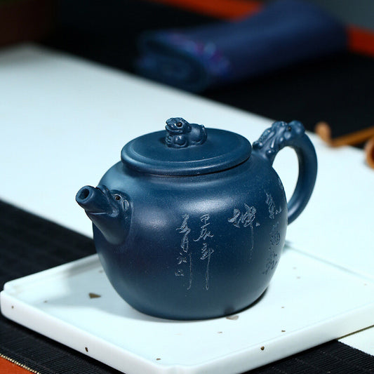 Collect Chinese Yixing Zisha Pottery Celeste Clay 350ML Auspicious Beast Teapot