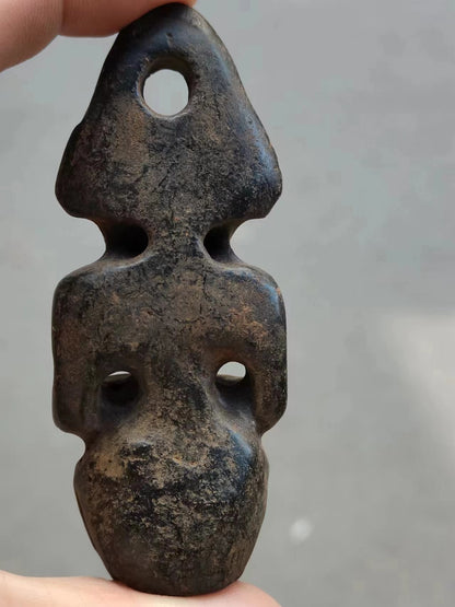 China Amulet Pendant Sun god Meteorite Hand carved Hongshan Culture