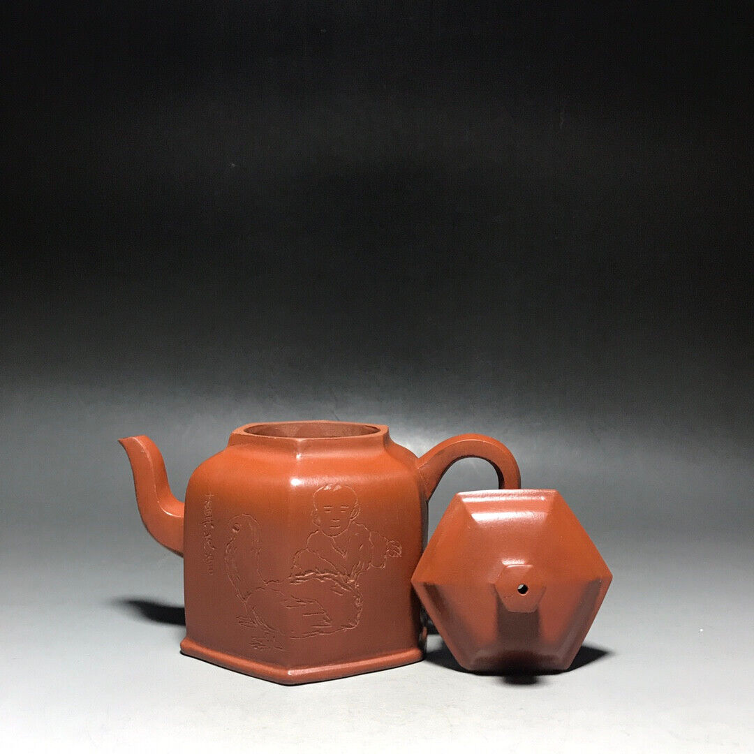 Chinese Yixing Zisha Clay Handmade Exquisite Teapot（六方金钟 底款：顾景舟）