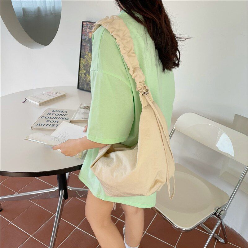 Shoulder Bag Nylon Large Dumpling Bag Pleated Shoulder Strap Handbag 22*12*24 CM