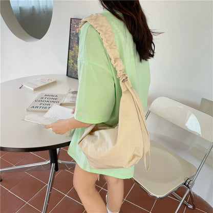 Shoulder Bag Nylon Large Dumpling Bag Pleated Shoulder Strap Handbag 22*12*24 CM