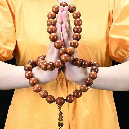 20mm*59 Natural Wood Prayer Beads Shaolin Temple Buddha Blessing Lucky Necklace