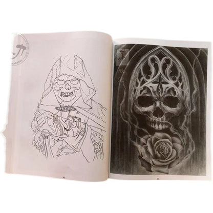Tattoo Manuscript European Style Skull Ghost Body Art Design Tattoo Flash Book