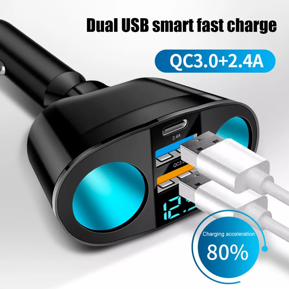 Dual USB Car Cigarette Lighter Socket Splitter Power Adapter Charger Outlet lot