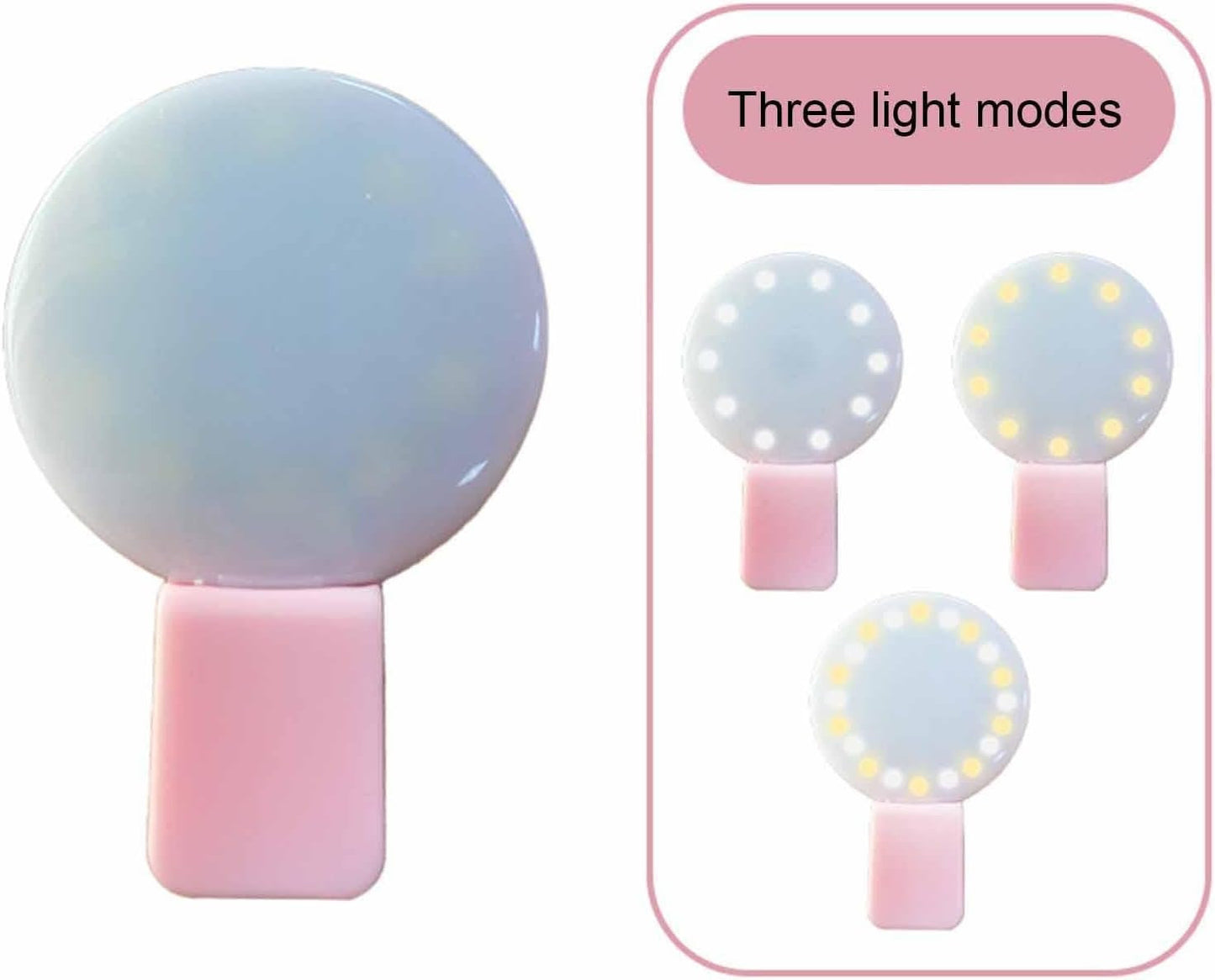 2x Portable LED Selfie Ring Light Mini Clip On 3 Mode Dimming Phone Photo Light