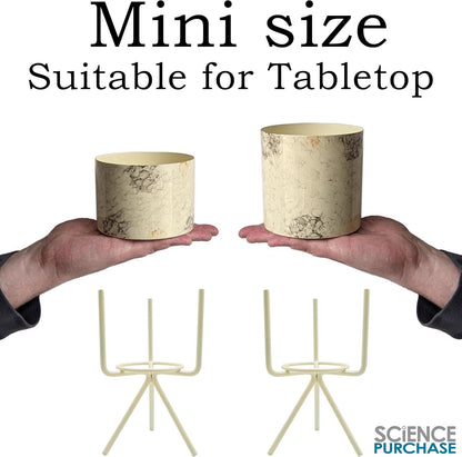 Mini 20 Ounce & 30 Ounce Off-White Marbled Tabletop Indoor Planters with Stands