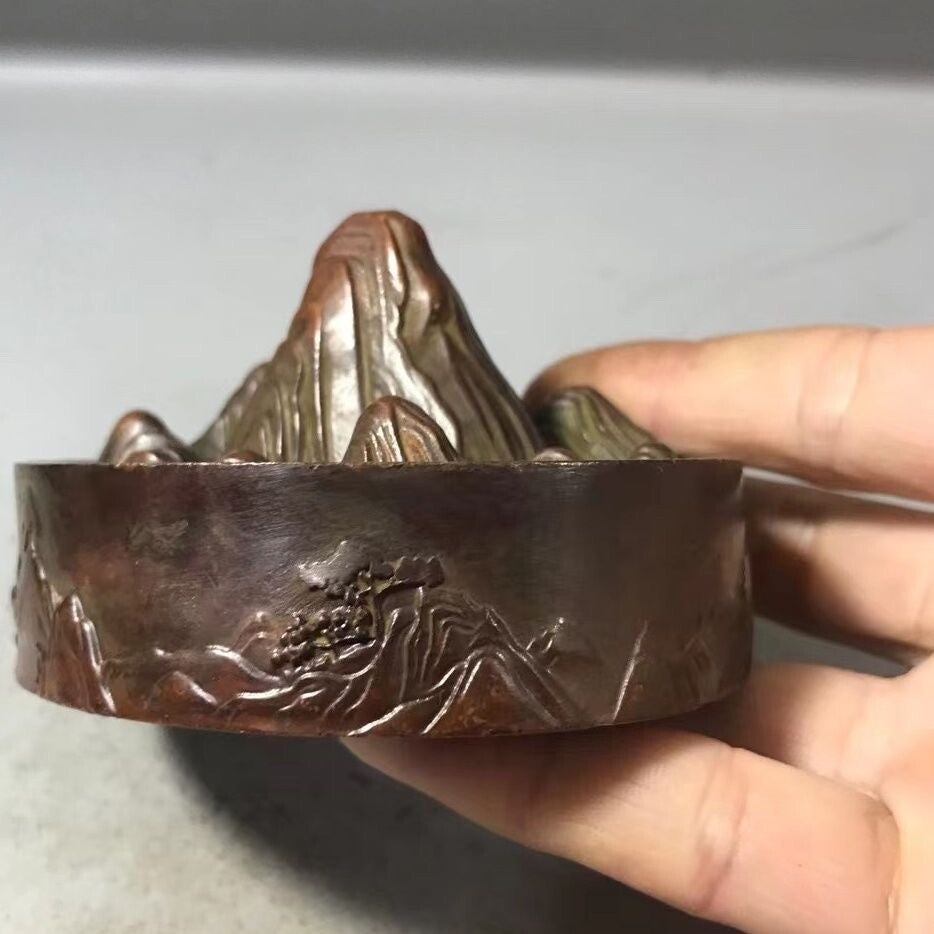 New Vintage Chinese Landscape Incense Burner Bronze/Brass Candle Burner Holder