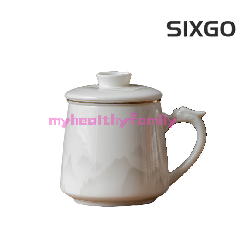 Dehua White Porcelain Tea Cup Ceramic Tea Cup Lid for Separating Tea and Water