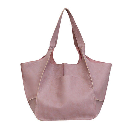 Women Large Capacity Soft Leather Casual Tote Shoulder Bag Retro Shopper Handb