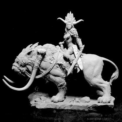 1:24 resin figure model Cougar Hunter Female Rider Unassembled unpainted