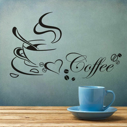 Wall Stickers Coffee Cup Vinyl Quote Restaurant Kitchen Removable Home Decor Art