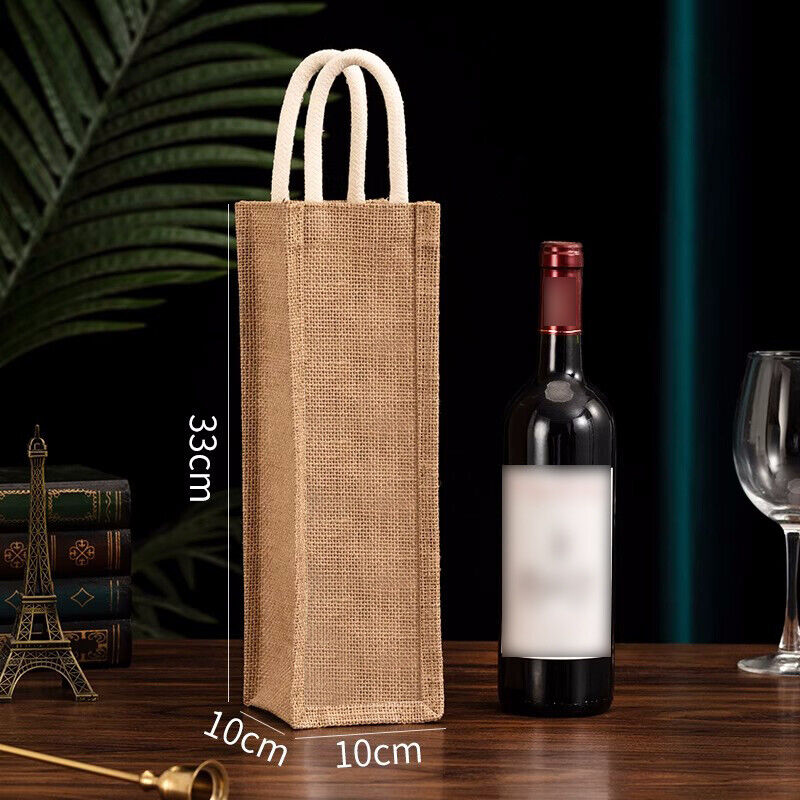 Burlap Wine Bag Packing Case Flax Clear Storage Handle Bag Red Wine Gift Bag