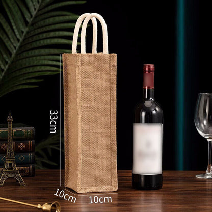 Burlap Wine Bag Packing Case Flax Clear Storage Handle Bag Red Wine Gift Bag