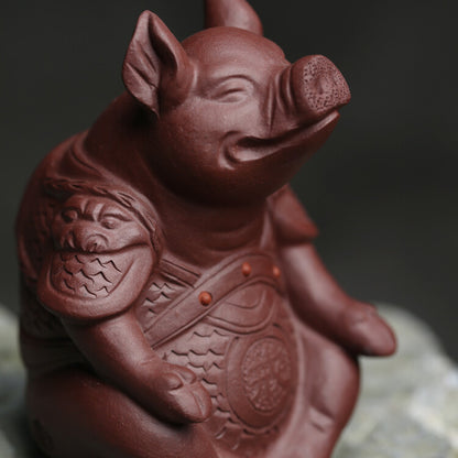 Chinese Creative Tea Pet Pig Statue Good Luck Bring Zisha Purple Clay Tea Play