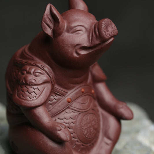 Chinese Creative Tea Pet Pig Statue Good Luck Bring Zisha Purple Clay Tea Play