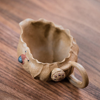 180ml Yixing Purple Clay Handcarved Lotus Leaf Fairness Cup Tea Divider Teaware