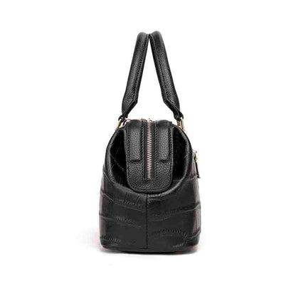 Leather Bag Large Handbags Genuine Leather Stone Print Tote Daily Purses Zipper