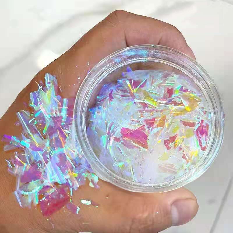 Nail Art Acrylic Glitter 5ml Jar Pigment Ultra-Thin Fire Opal Flake Powder Paint